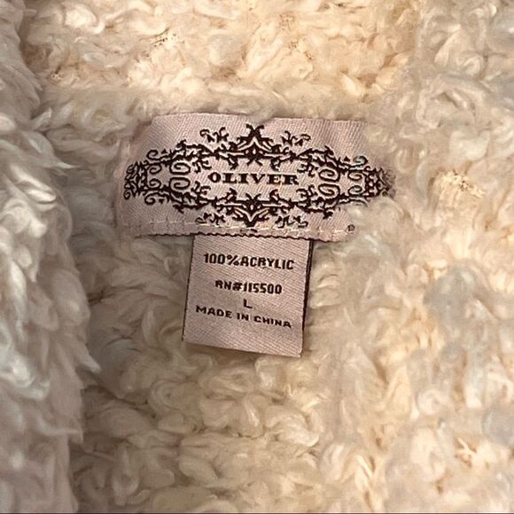 Woman’s Oliver Open Sherpa Lined Knit Vest L Black sparkle accents Reversible - Picture 9 of 11